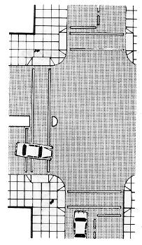 Curb ramp shown at marked crossings